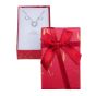 Metallic sheen universal card box with a satin ribbon bow, Gold or Silver colour flecks and a White flock coated foam inner. 
In assorted colours of Red, Blue, Light Pink and Light Aqua. 
Outer edge of box measures approx. 5cm x 8cm x 2.5cm.
Usable spa