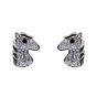 Silver Clear & Jet CZ Horse Stud Earrings (£3.50 Each)