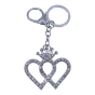 Diamante Double Heart & Crown Bag Charm (£1.50 Each)