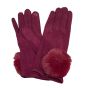 Ladies winter Suedette Touch Screen Gloves With large imitation fur pompom ( £ 3.10 per pair