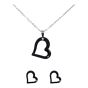 Stainless Steel Heart Pendant and Pierced Stud Earring Set