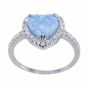 Silver Clear CZ & Blue Opal Heart Ring (£7.50 Each)