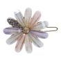 Gold colour plated flower design hair clips with glittery acrylic petal jewels, genuine crystal stones
