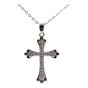 High quality, Cross pendant with genuine Clear crystal stones.
Rhodium colour plated, coated on top of Copper base metal.
