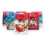Small  size Assorted Christmas  design gift bags with a velcro fastner and a decorative ribbon bow.

Available as a pack of 12 assorted.

Designs may vary slightly from those shown.

Size 12 17 x 12 cm