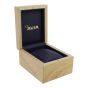 Real wood Avia bangle or watch box with a Navy leatherette interior .
