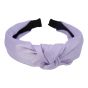 Wide Black Satin alice band covered with a plain satin fabric with a centred knot.
