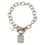 Rhodium or Gold colour plated t bar bracelet with genuine Clear crystal stones.
