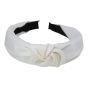 Wide Black Satin alice band covered with a plain satin fabric with a centred knot.