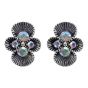 Oxidised rhodium colour plated clip-on stud earrings with genuine crystal stones.
