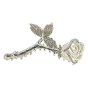 Gold colour plated metal flower design clamp with genuine Clear crystal stones and White imitation pearls.
