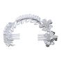 Bendable wire, Rhodium colour plated flower design comb headdress with genuine Clear crystal stones.
