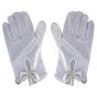 Ladies Cream Satin Gloves With Bow And Pearls