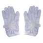 Girls White Satin Gloves With Flower