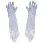 Ladies White Satin Elbow Length Gloves With Lace