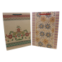 Large Brown paper gift bags with a floral design and cord handles.