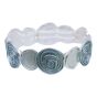 Rhodium colour plated elasticated ladies bracelet with coloured enamelling.