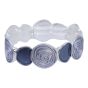Rhodium colour plated elasticated ladies bracelet with coloured enamelling.