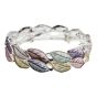 Rhodium colour plated elasticated ladies bracelet with coloured enamelling.
