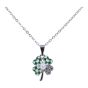 Rhodium colour plated 4 leaf clover design pendant with genuine Clear crystal stones, imitation pearl and coloured enamelling.

