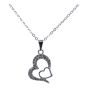 Rhodium colour plated double heart design pendant with genuine Clear crystal stones.
