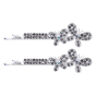 Rhodium colour plated, butterfly design hair slides with genuine Clear and AB crystal stones.
