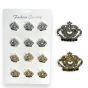 Ladies Crown brooch with imitation pearl detail and diamante stones .

Available Gold colour plating and Rhodium colour plating .

Sold as a pack of 12 assorted .

comes on a display card for easy sale .