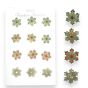 Assorted  Gold Colour Plated Christmas snowflake brooches.

Available in 3 colours . Red ,Red /cry /green multi ,Green ,and Clear.

Sold as a pack of 12 assorted on a display card for easy sale .