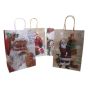 Large  Size  recyclable Christmas paper gift bag in 4 assorted Christmas Santa  designs with a rafia  handle .

Sold as a pack of 12 assorted .

Size approx 18.5 x 25.5x 9 cm .

Discount available  in quantity .