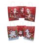 Large  Size  recyclable Christmas paper gift bag in 4 assorted Christmas Santa  designs with a rafia  handle .

Sold as a pack of 12 assorted .

Size approx 15x18 x21cm .

Discount available  in quantity .