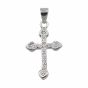 Rhodium plated sterling Silver cross pendant with Clear cubic zirconia stones.
