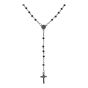 Rhodium colour plated rosary bead necklace with acrylic beads.