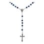 Rhodium colour plated rosary bead necklace with AB faceted glass beads,