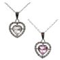 Rhodium colour plated heart design pendant  with genuine crystal stones.