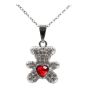 Rhodium colour plated teddy design pendant  with genuine crystal stones.