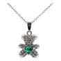 Rhodium colour plated teddy design pendant  with genuine crystal stones.