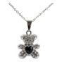 Rhodium colour plated teddy design pendant  with genuine crystal stones.