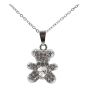 Rhodium colour plated teddy design pendant  with genuine crystal stones.