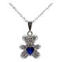 Rhodium colour plated teddy design pendant  with genuine crystal stones.
