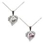 Rhodium colour plated heart design pendant  with genuine crystal stones.