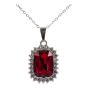 Rhodium colour plated oval design pendant with genuine crystal stones