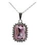 Rhodium colour plated oval design pendant with genuine crystal stones