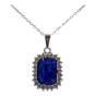 Rhodium colour plated oval design pendant with genuine crystal stones