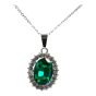 Rhodium colour plated oval design pendant with genuine crystal stones