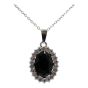 Rhodium colour plated oval design pendant with genuine crystal stones