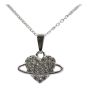 Rhodium colour plated heart design pendant with genuine crystal stones.
