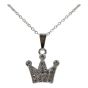 Rhodium colour plated crown design pendant  with genuine crystal stones.
