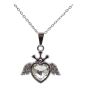 Rhodium colour plated heart, wing and crown design pendant  with genuine crystal stones.
