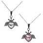 Rhodium colour plated heart, wing and crown design pendant  with genuine crystal stones.