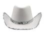 Cowboy hat with a Silver colour sequin trim.
one size.